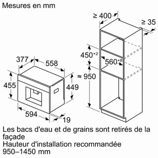 Machine à café encastrable Bosch CTL7181B0 Série 8 tout automatique Noir