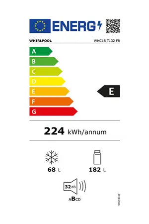 Réfrigérateur congélateur en bas Whirlpool WHC18T132FR - Encastrable 177 cm