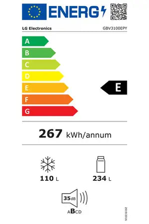 Réfrigérateur congélateur en bas Lg GBV3100EPY