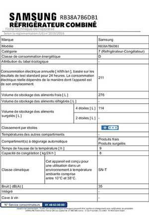 Refrigerateur congelateur en bas SAMSUNG RB38A7B6DB1 BESPOKE