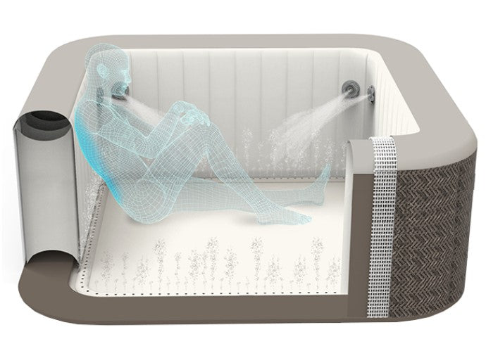 Spa gonflable BESTWAY KIT SPA GONFLABLE BESTWAY LAY-Z-SPA CABO CARRÉ HYDROJET 4/6 PLACES + ASPIRATEUR À BATTERIE + KIT DE TRAITEMENT AU BROME