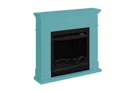 Cheminée électrique MPC MPC CAMINO PIENZA CHEMINÉE SUR PIED COMPRENANT UN CADRE ET UN BRÛLEUR ÉLECTRIQUE 1500W, TURQUOISE