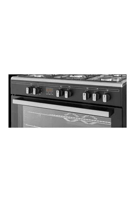 Piano de cuisson CONTINENTAL EDISON CUISINIERE PIANO FOUR MULTIFONCTIONS CATALYSE 100L AFFICHAGE DIGITAL L90 XH85 CM NOIR MAT ET INOX