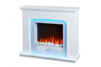 Cheminée électrique PURLINE CHEMINÉE ÉLECTRIQUE MURALE 2KW EN ACIER LAQUÉ BLANC AVEC LEDS ET TÉLÉCOMMANDE