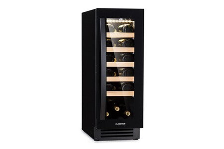 Cave de service KLARSTEIN CAVE À VIN ENCASTRABLE - VINOVILLA 20 - 50 L / 20 BOUTEILLES PORTE VITRÉE ACIER INOXYDABLE - NOIR